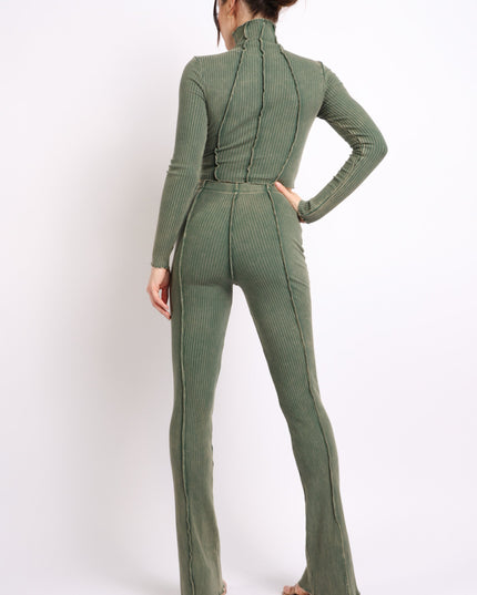 mineral washed long sleeve top and pants set. - Muvin 