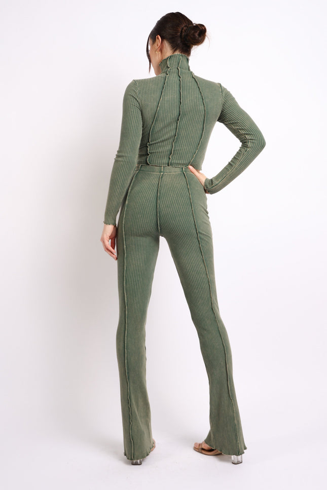 mineral washed long sleeve top and pants set. - Muvin 