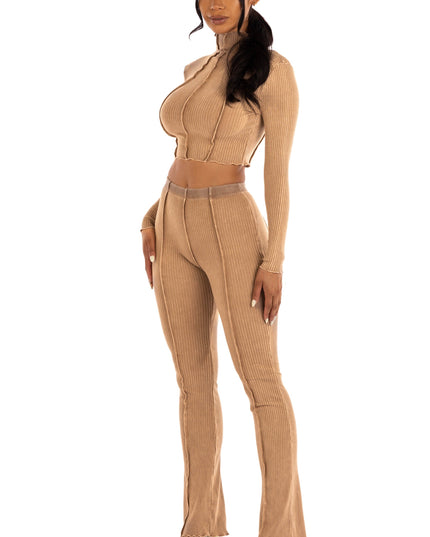 mineral washed long sleeve top and pants set. - Muvin 