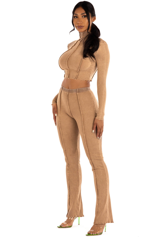 mineral washed long sleeve top and pants set. - Muvin 