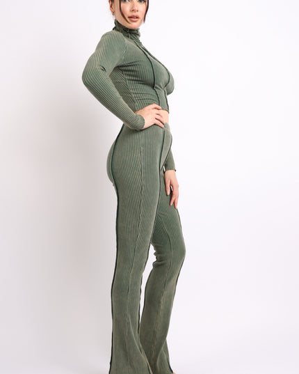 mineral washed long sleeve top and pants set. - Muvin 