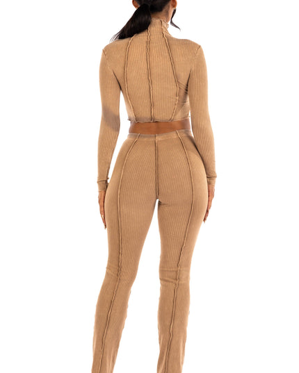 mineral washed long sleeve top and pants set. - Muvin 