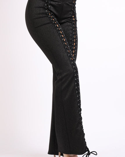 Lace up detailed pants - Muvin 