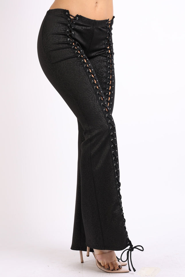 Lace up detailed pants - Muvin 