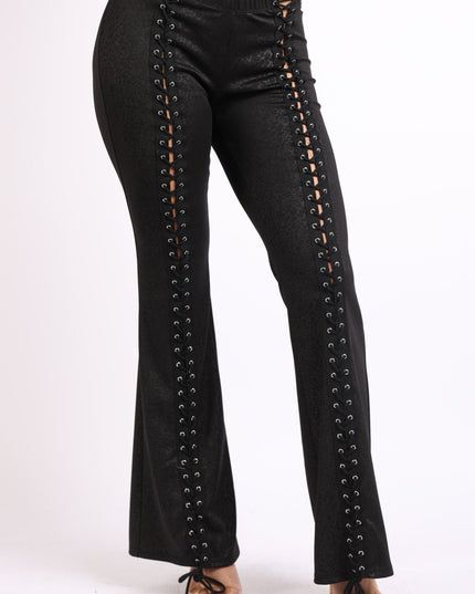 Lace up detailed pants - Muvin 