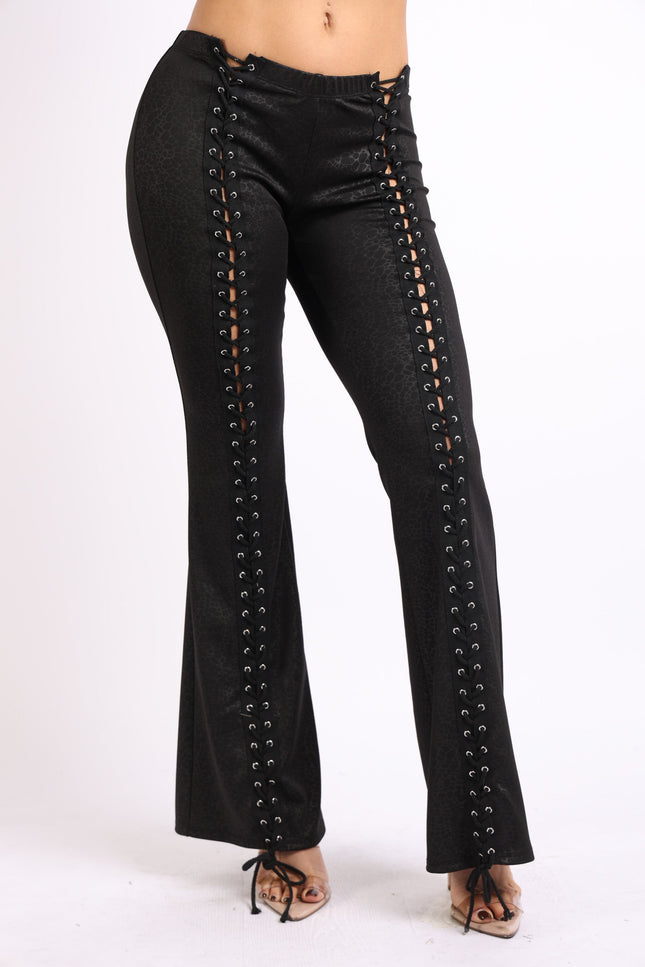Lace up detailed pants - Muvin 