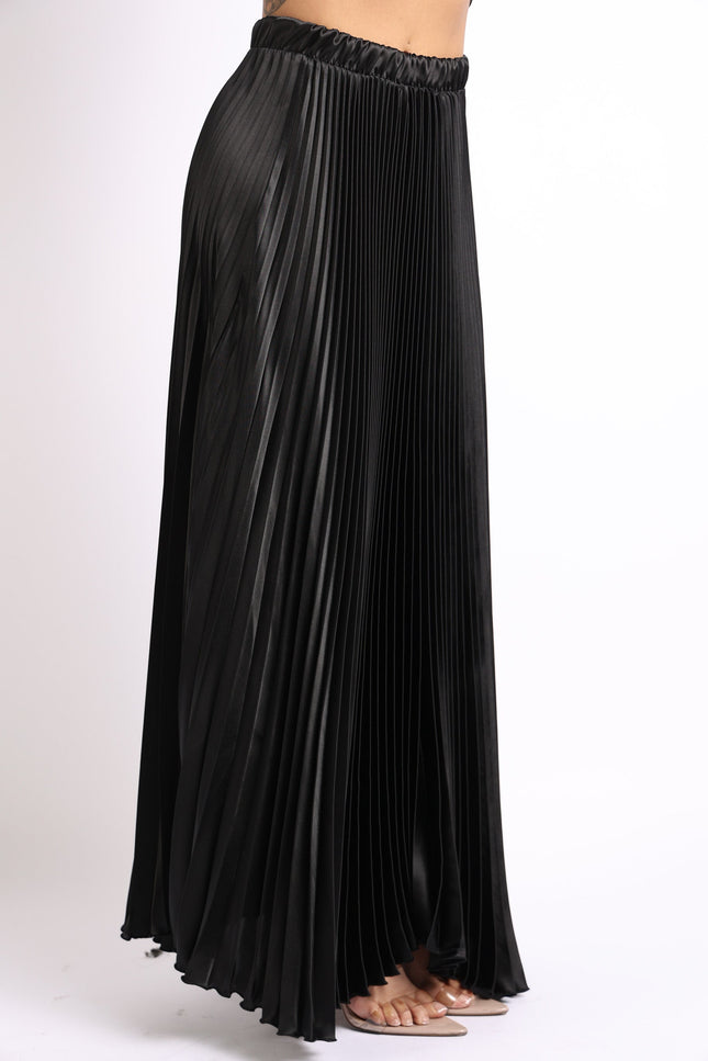 Pleated Satin Maxi Skirt - Timeless Elegance for Every Occasion - Muvin 