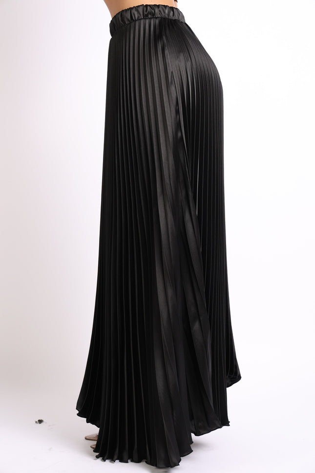 Pleated Satin Maxi Skirt - Timeless Elegance for Every Occasion - Muvin 