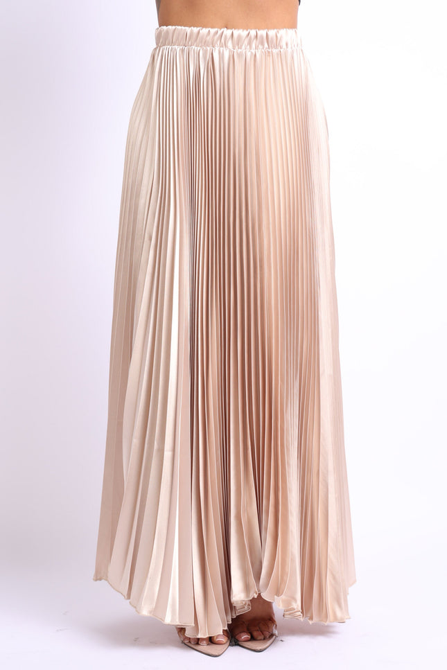 Pleated Satin Maxi Skirt - Timeless Elegance for Every Occasion - Muvin 