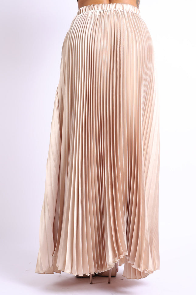 Pleated Satin Maxi Skirt - Timeless Elegance for Every Occasion - Muvin 