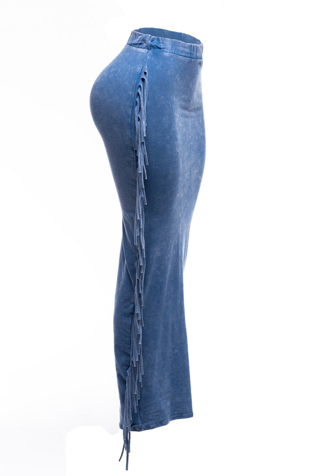Mineral washed fringed maxi skirt - Muvin 