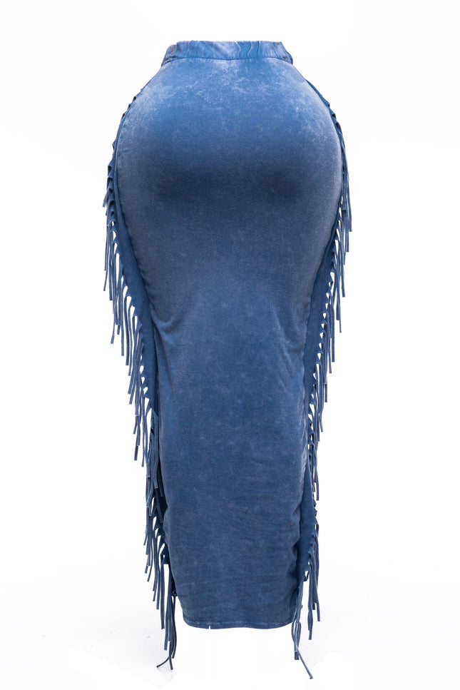 Mineral washed fringed maxi skirt - Muvin 