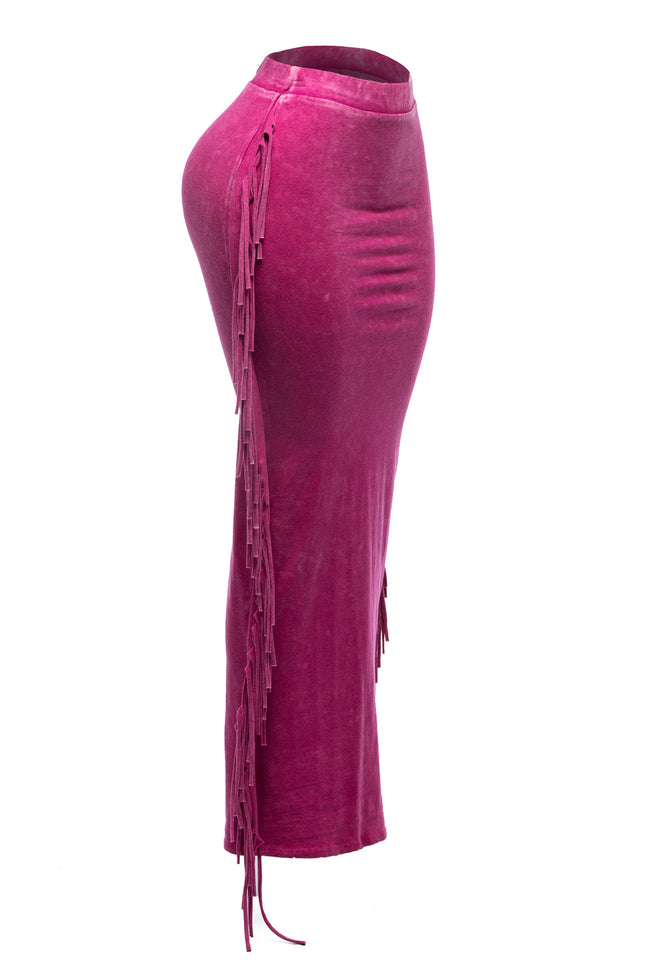 Mineral washed fringed maxi skirt - Muvin 