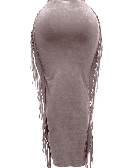 Mineral washed fringed maxi skirt - Muvin 