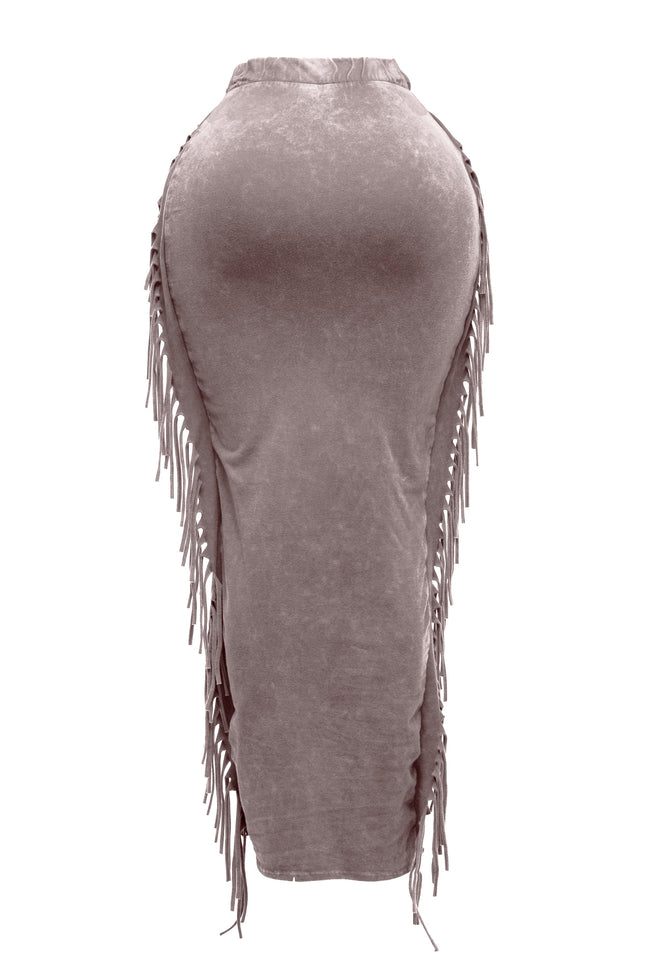 Mineral washed fringed maxi skirt - Muvin 