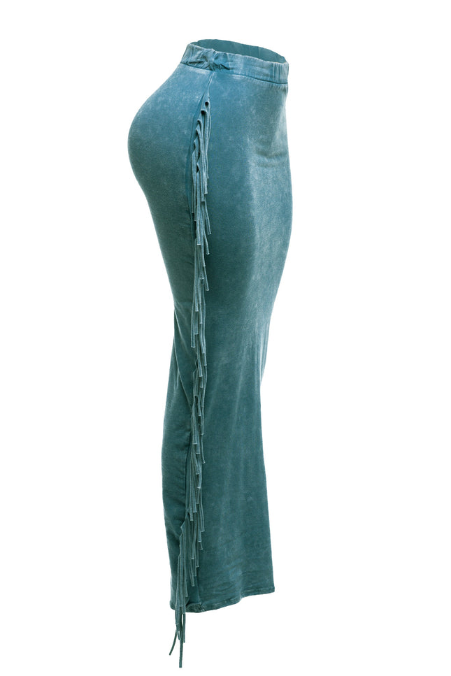 Mineral washed fringed maxi skirt - Muvin 