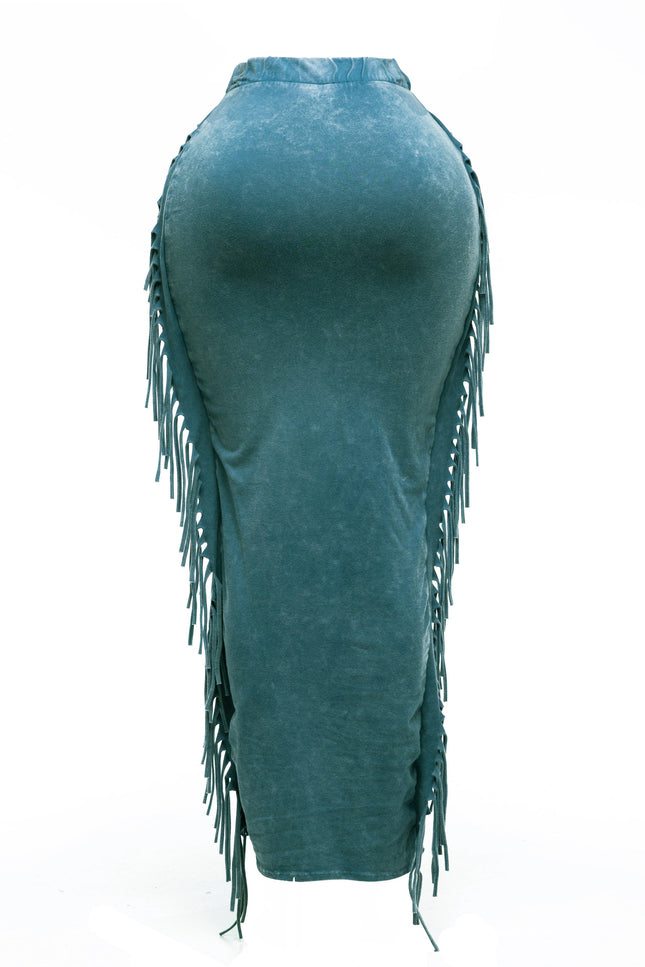 Mineral washed fringed maxi skirt - Muvin 