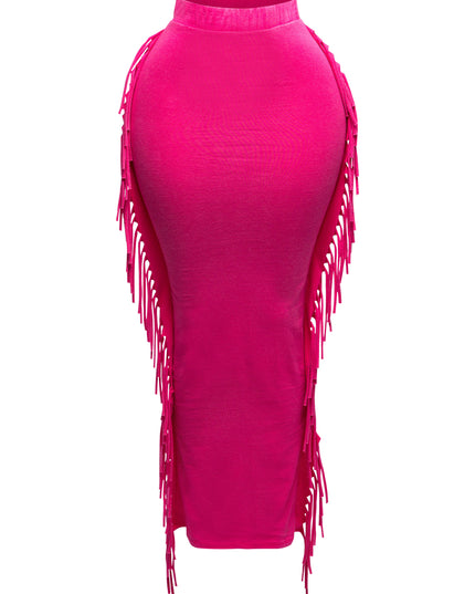 Mineral washed fringed maxi skirt - Muvin 