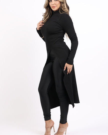 Asymmetrical mock neck long sleeve top - Muvin 