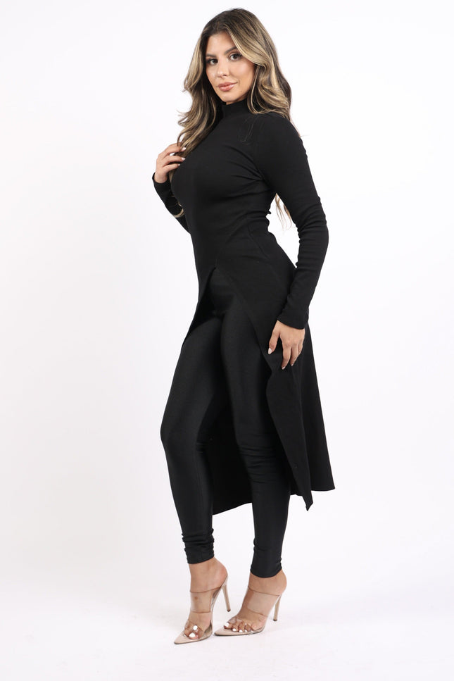Asymmetrical mock neck long sleeve top - Muvin 