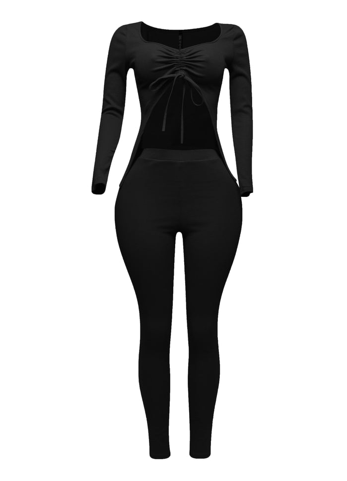Ruched drawstring top set - Muvin 