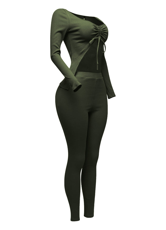 Ruched drawstring top set - Muvin 