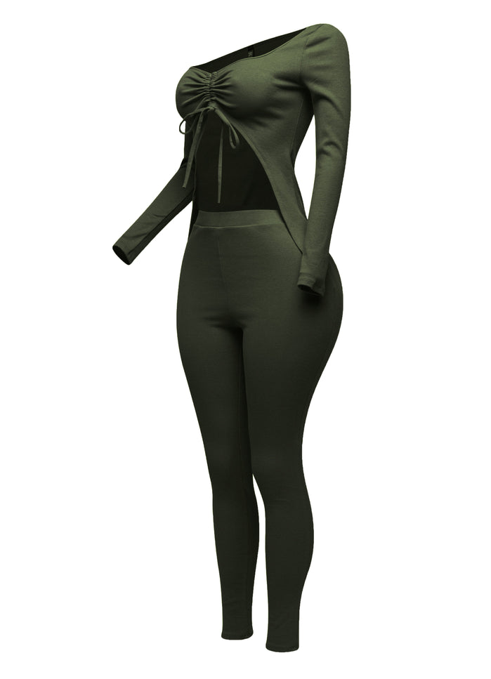 Ruched drawstring top set - Muvin 