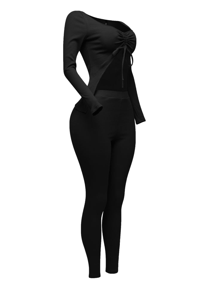Ruched drawstring top set - Muvin 