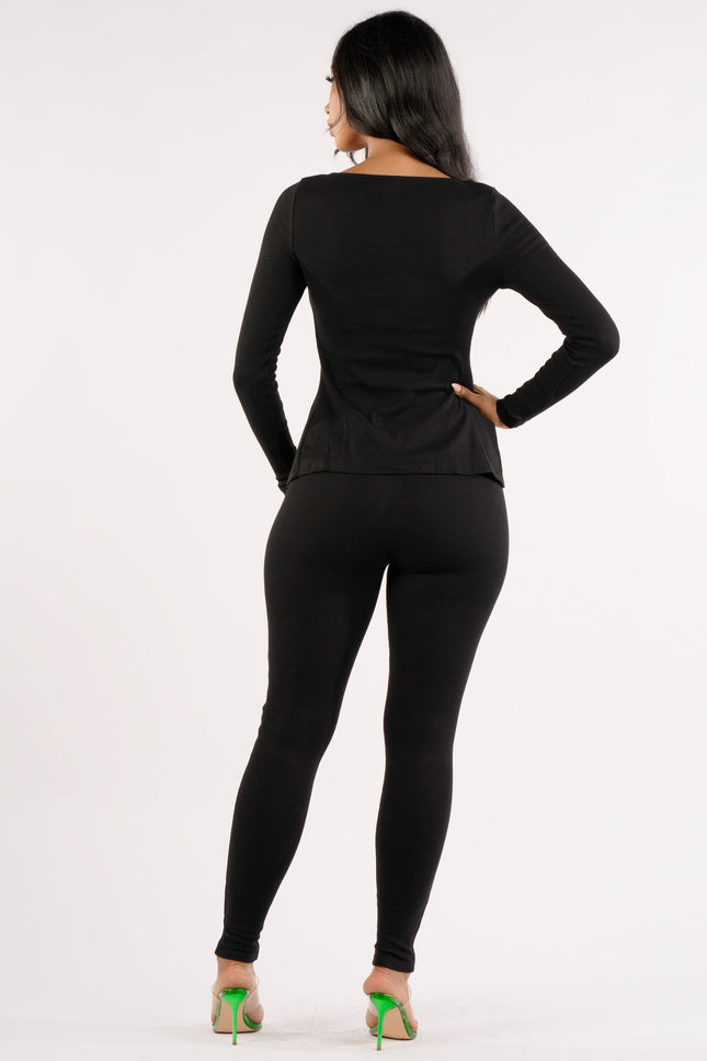 Ruched drawstring top set - Muvin 