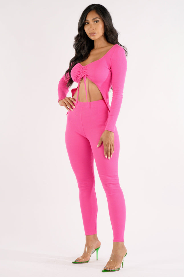 Ruched drawstring top set - Muvin 