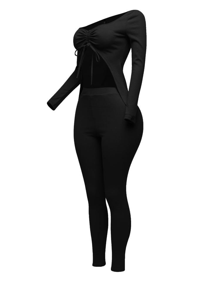 Ruched drawstring top set - Muvin 