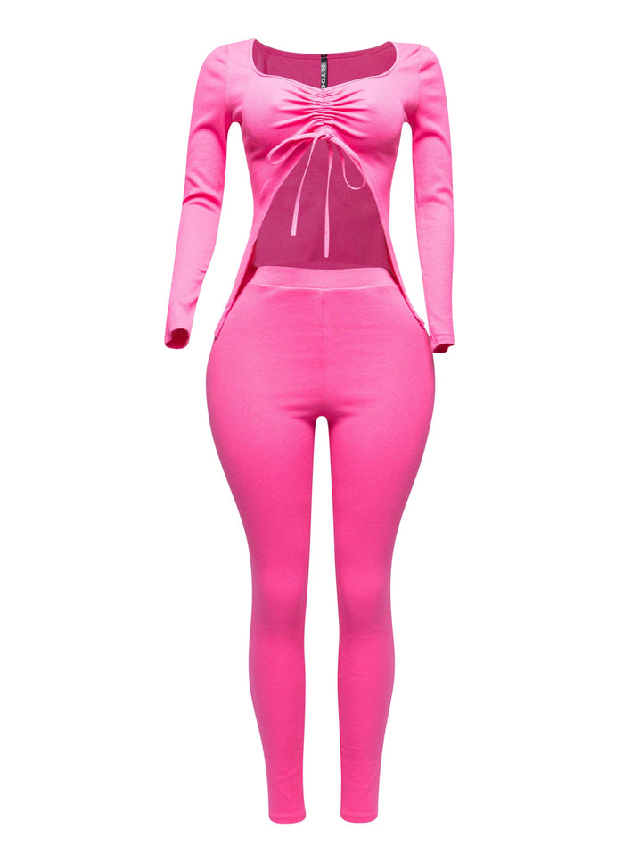 Ruched drawstring top set - Muvin 
