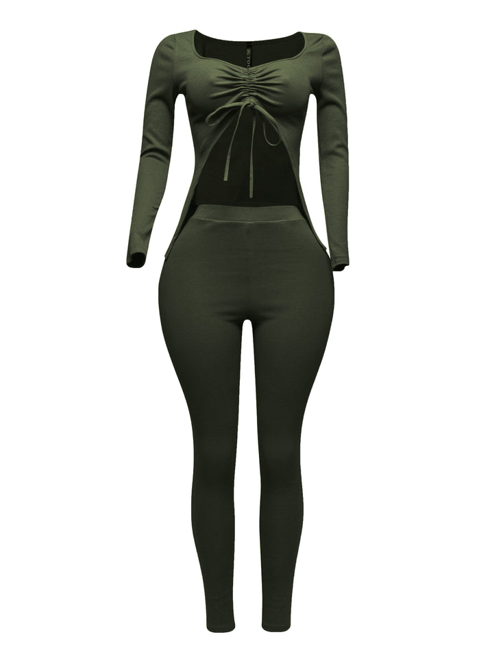 Ruched drawstring top set - Muvin 