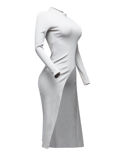 Asymmetrical mock neck long sleeve top - Muvin 