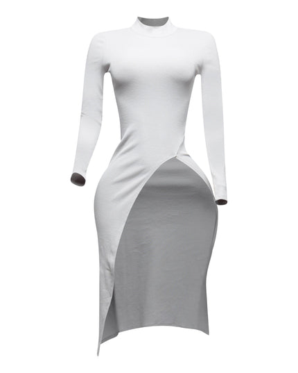 Asymmetrical mock neck long sleeve top - Muvin 