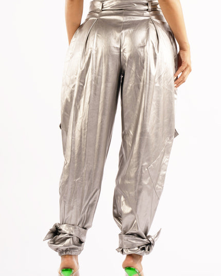 Metallic PU Jogger Pants - Muvin 