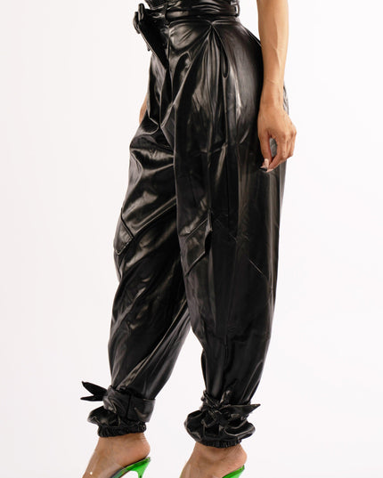 Metallic PU Jogger Pants - Muvin 