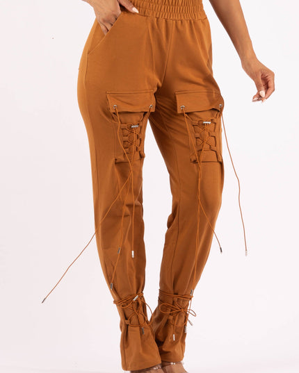 Parachute corded lace up jogger pants - Muvin 