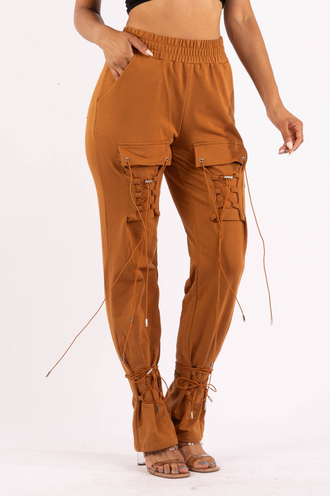 Parachute corded lace up jogger pants - Muvin 