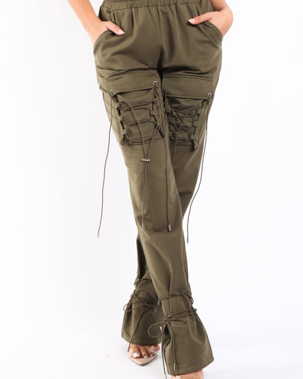 Parachute corded lace up jogger pants - Muvin 
