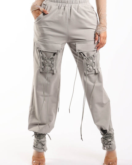 Parachute corded lace up jogger pants - Muvin 