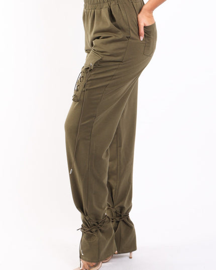 Parachute corded lace up jogger pants - Muvin 