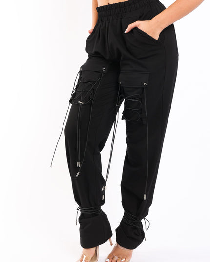 Parachute corded lace up jogger pants - Muvin 