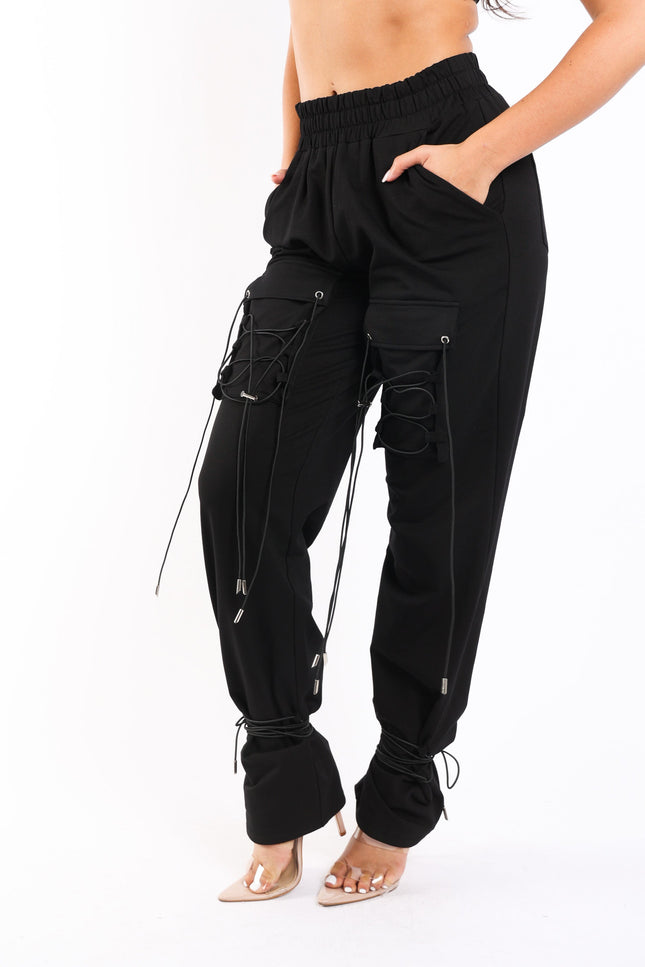 Parachute corded lace up jogger pants - Muvin 