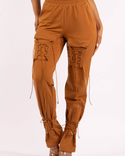 Parachute corded lace up jogger pants - Muvin 