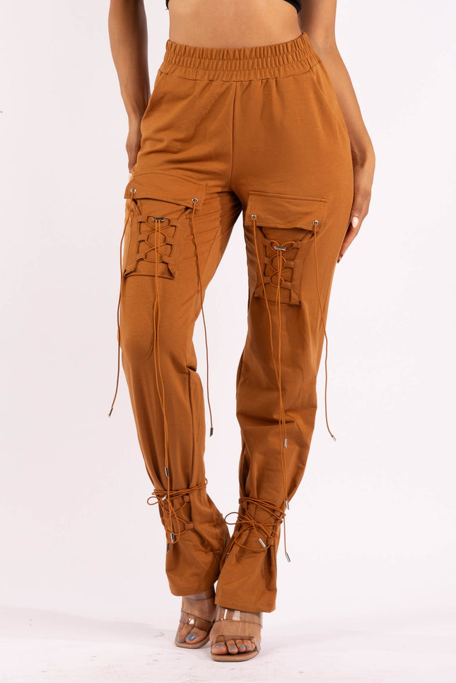 Parachute corded lace up jogger pants - Muvin 