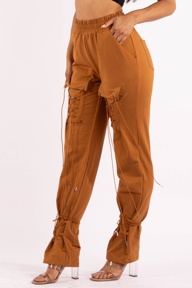Parachute corded lace up jogger pants - Muvin 