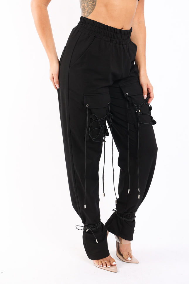 Parachute corded lace up jogger pants - Muvin 