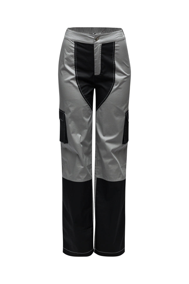 Color blocked pants with pockets - Muvin 