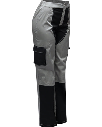 Color blocked pants with pockets - Muvin 